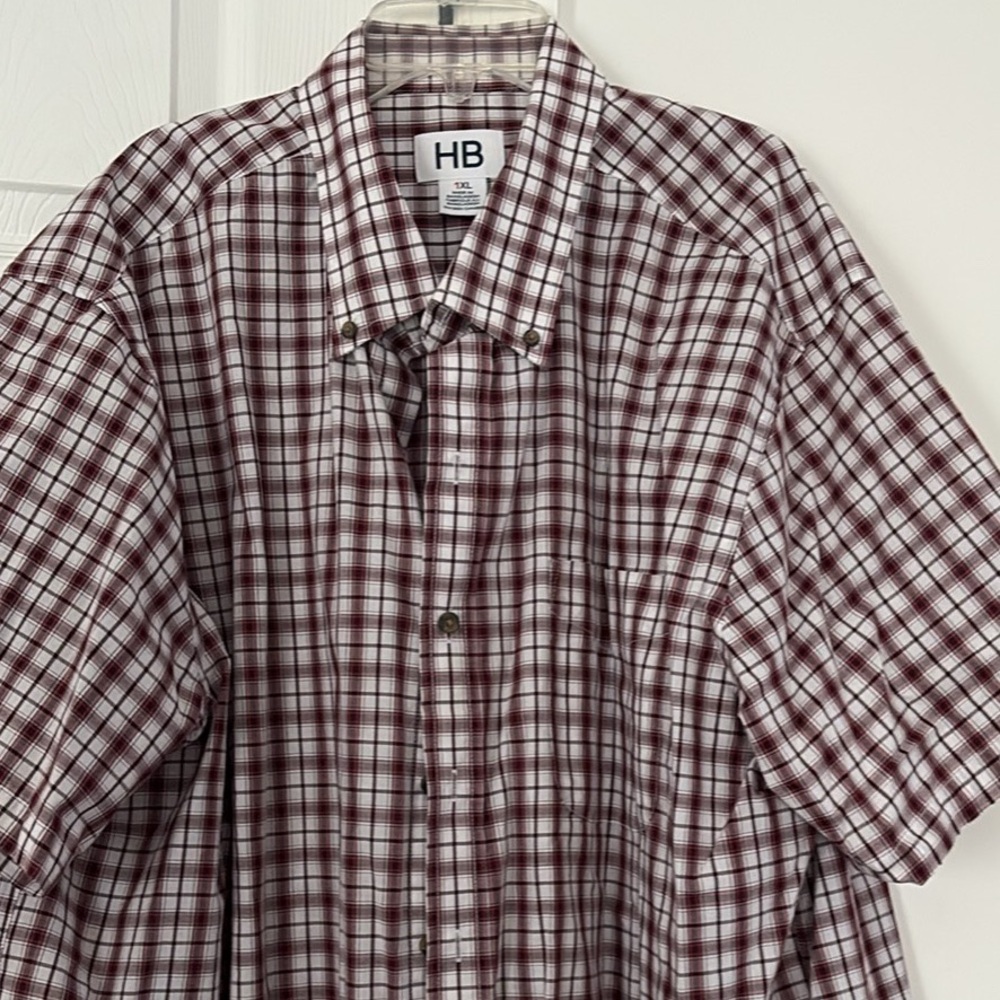 Harbor Bay Red and White Plaid Dress Shirt